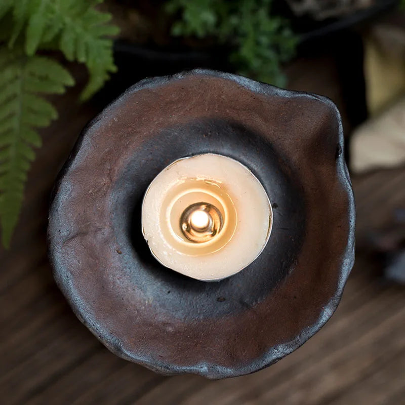 Retro Stoneware Candle Holder