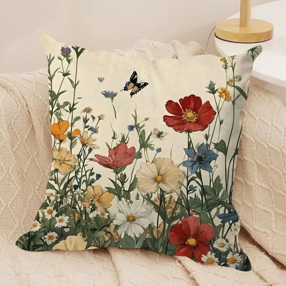 Romantic Floral Plush Cushion Cover