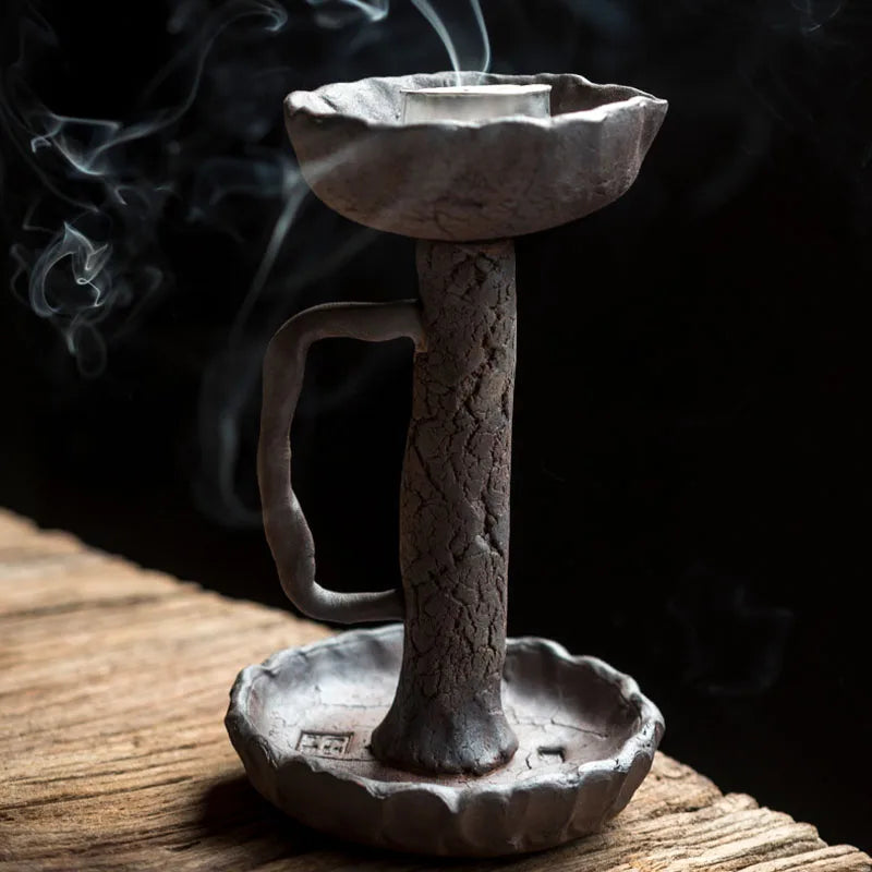 Retro Stoneware Candle Holder
