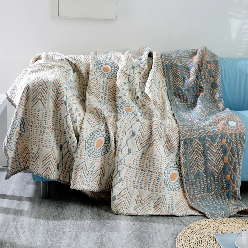 Cotton Muslin Boho Throw Blanket