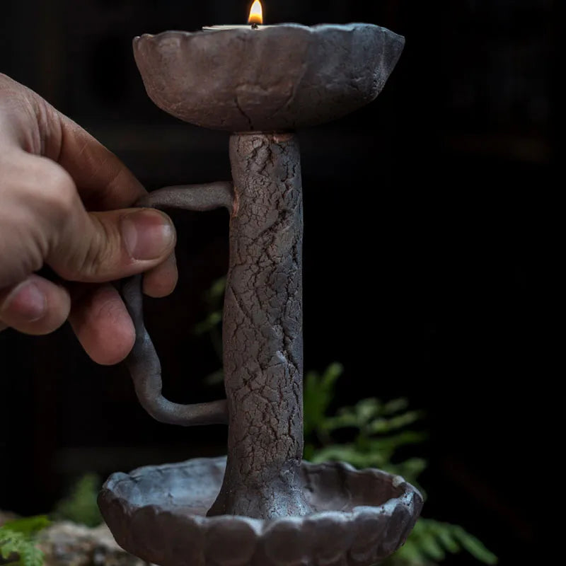 Retro Stoneware Candle Holder