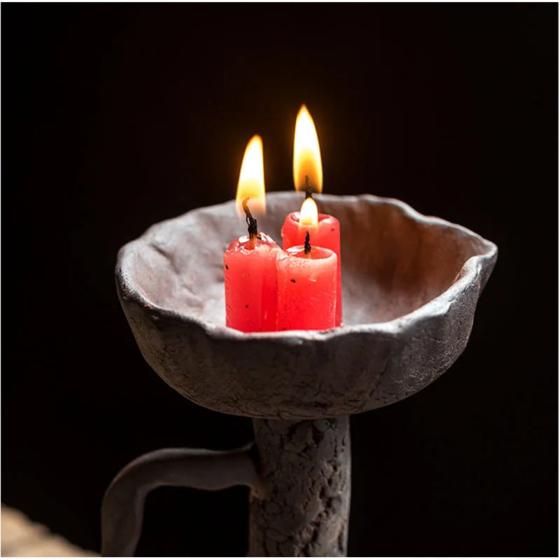 Retro Stoneware Candle Holder