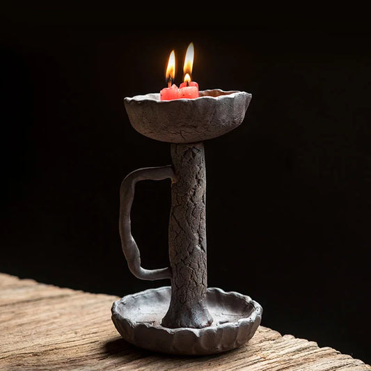 Retro Stoneware Candle Holder