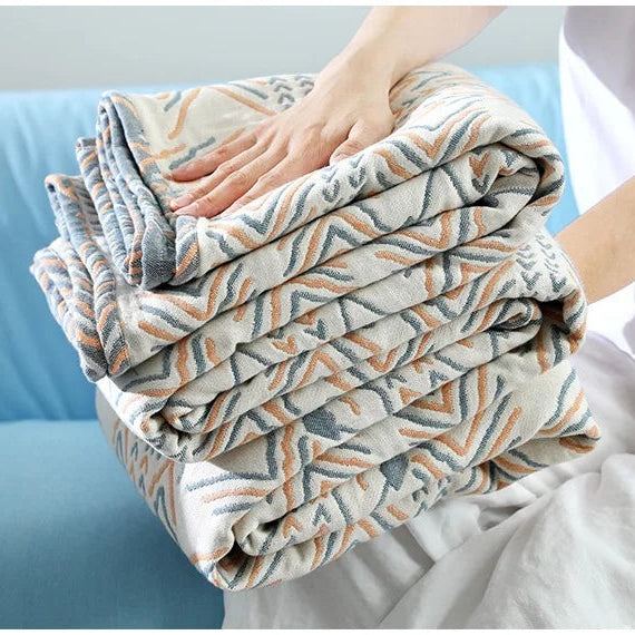 Cotton Muslin Boho Throw Blanket