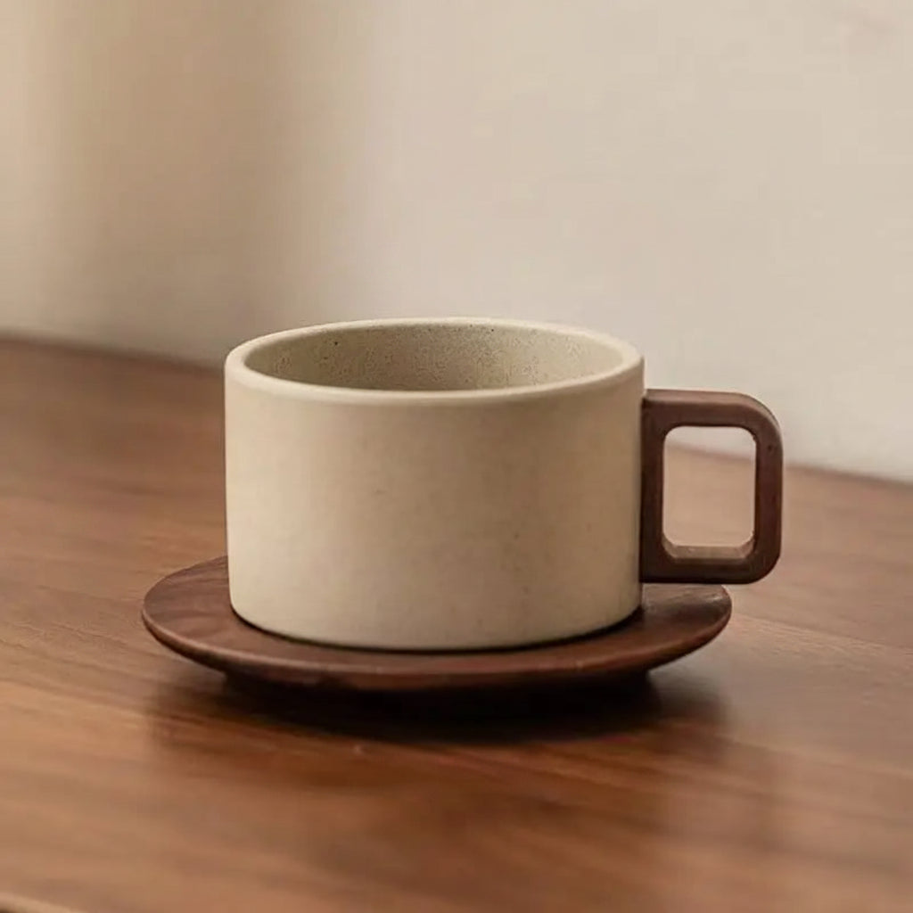 Retro Ceramic Coffee Cup & Saucer Set of 2