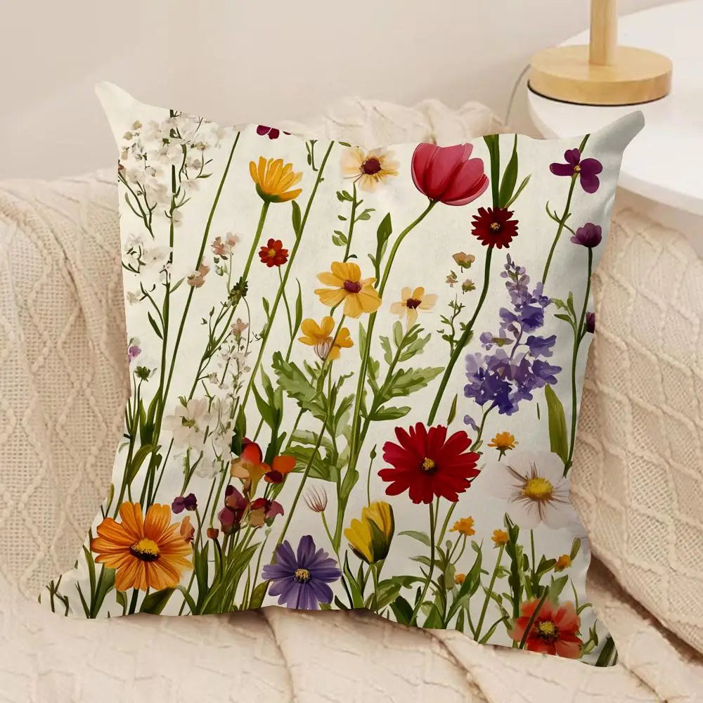 Romantic Floral Plush Cushion Cover