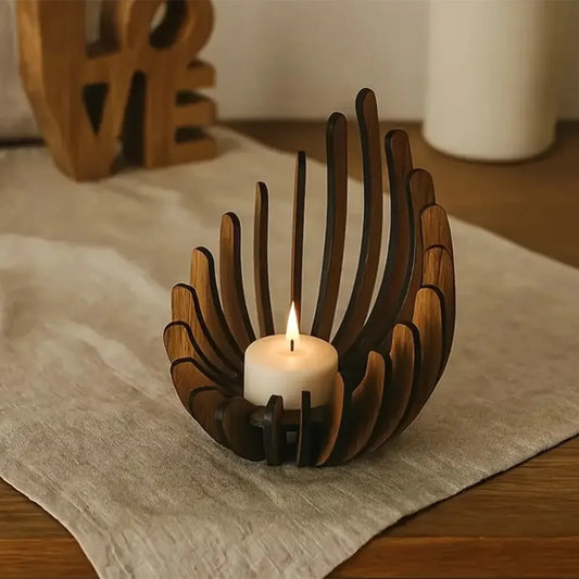 Wooden Lotus Tealight Holder