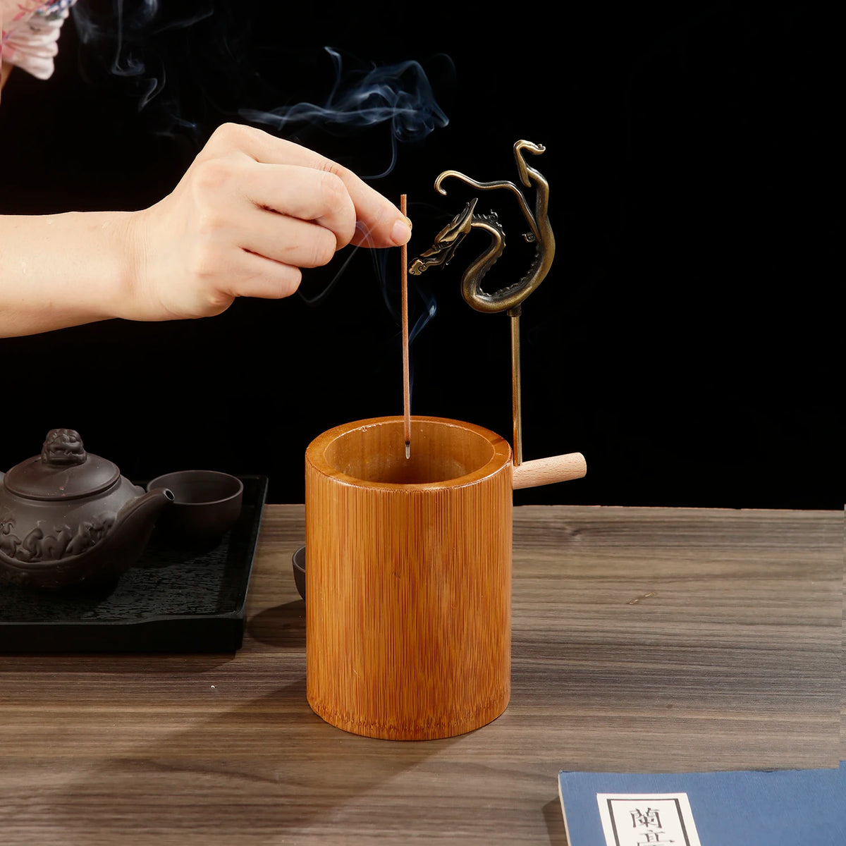 Natural Bamboo Dragon Incense Holder