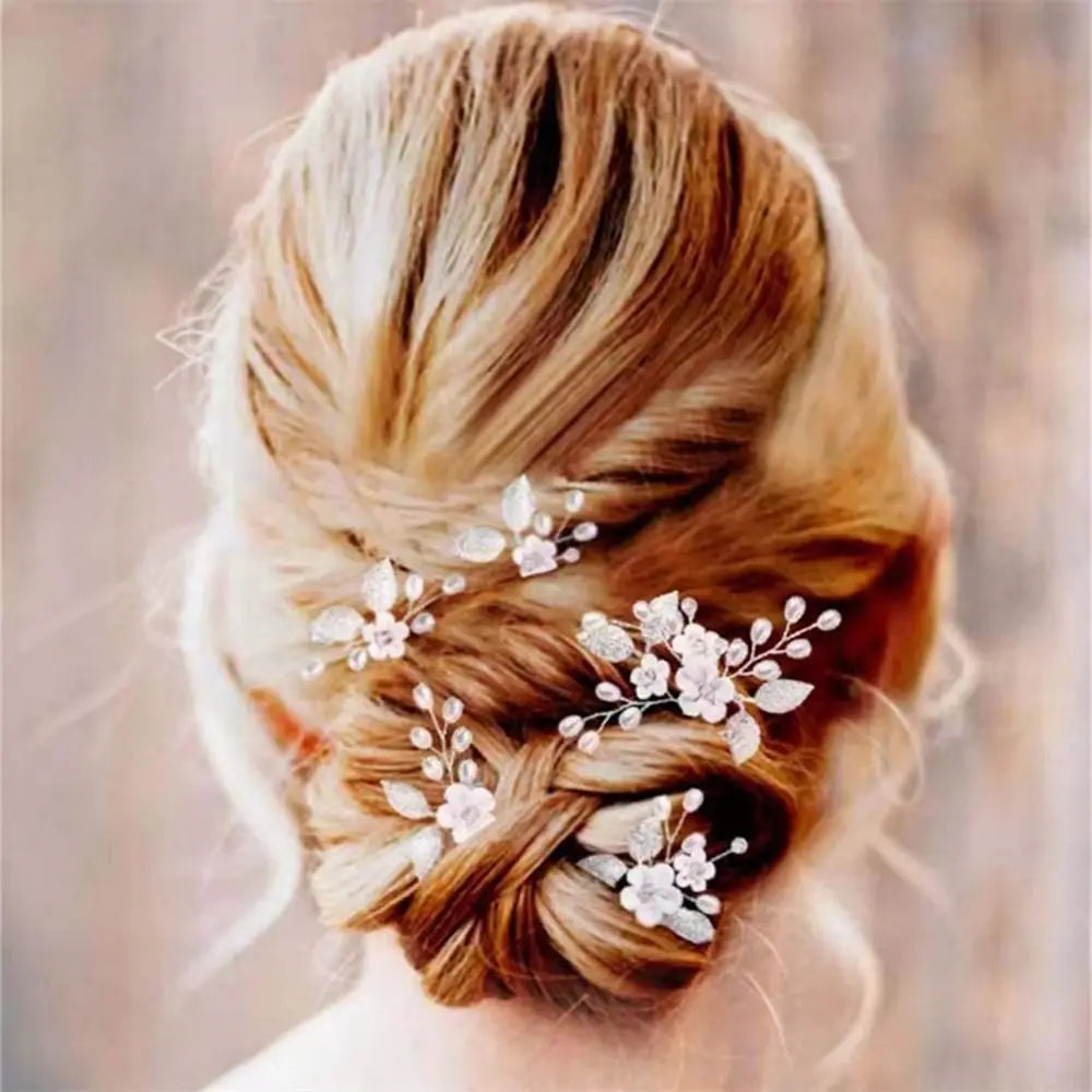 Luxury Floral Pearl Bridal Hair Pin Set