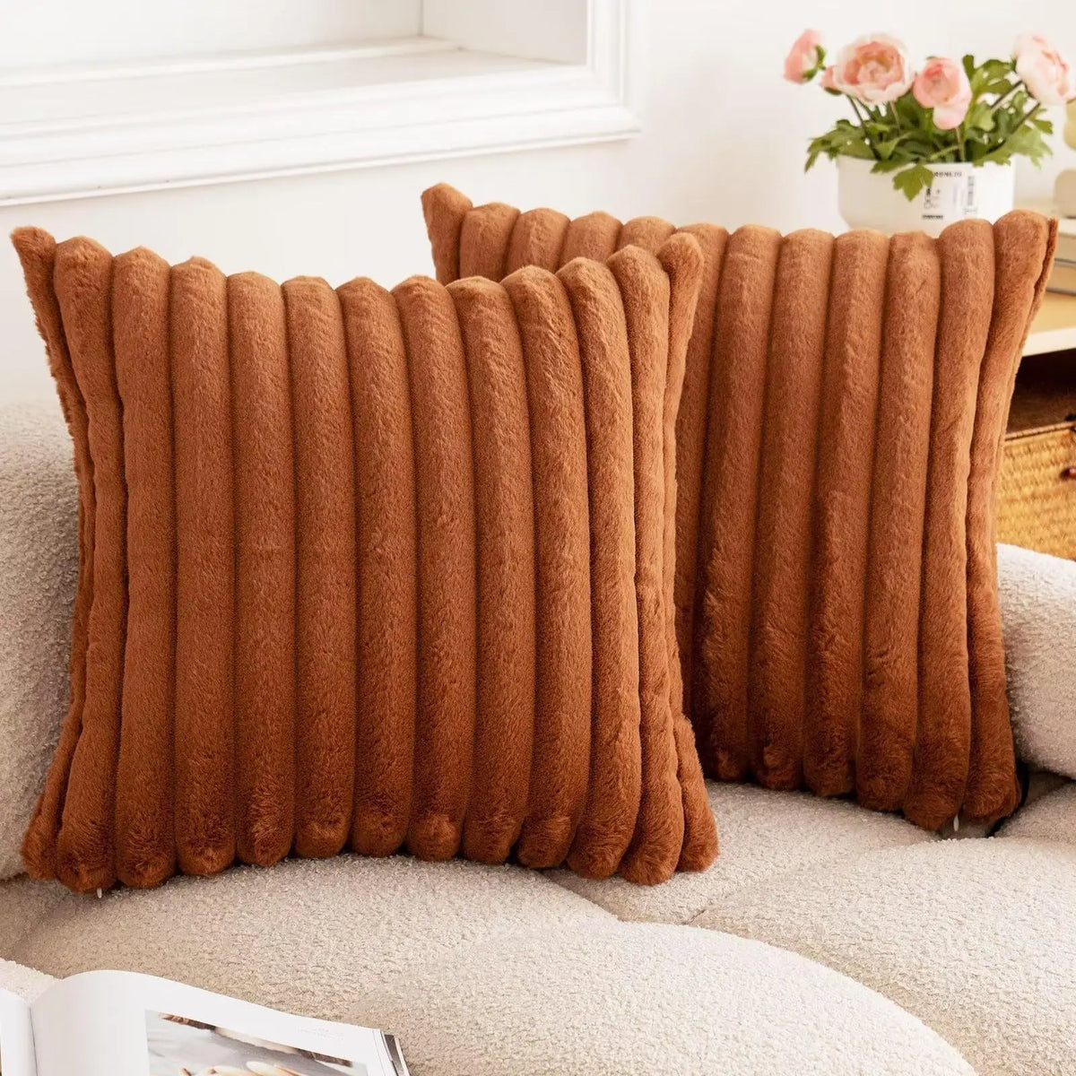 Faux Rabbit Fur Textured Cushion Cover