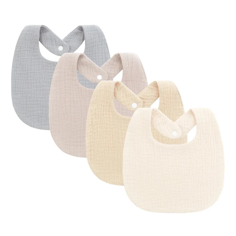 4-Piece Cotton Muslin Baby Bib Set