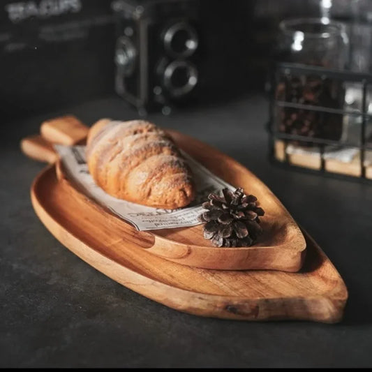 Japanese-Style Acacia Wood Leaf Tray