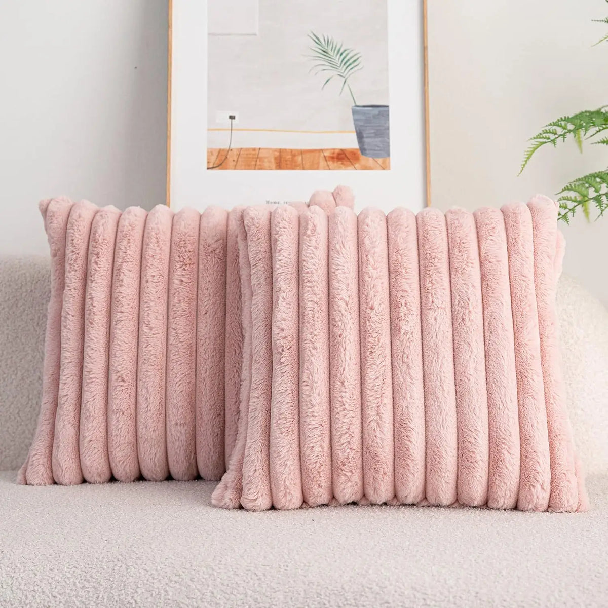 Faux Rabbit Fur Textured Cushion Cover