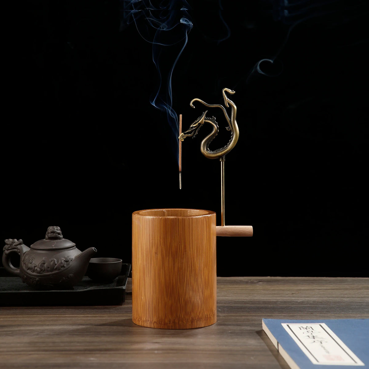 Natural Bamboo Dragon Incense Holder