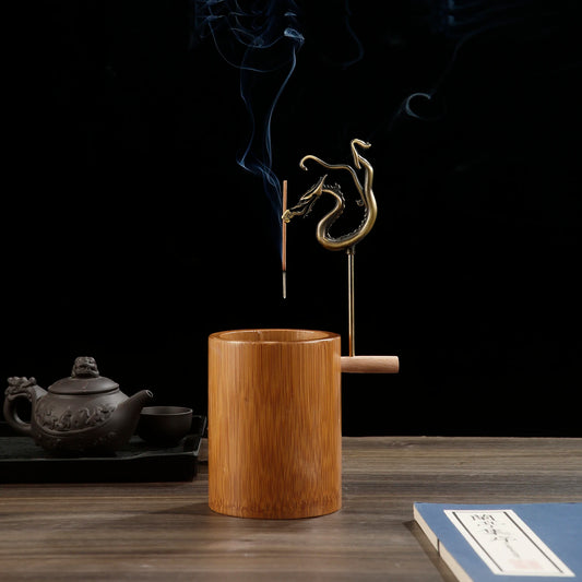 Natural Bamboo Dragon Incense Holder