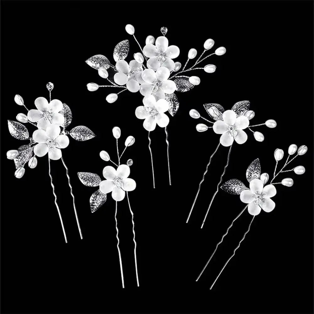 Luxury Floral Pearl Bridal Hair Pin Set