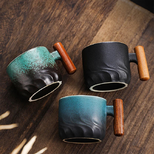Vintage Wooden Handle Coffee Cup