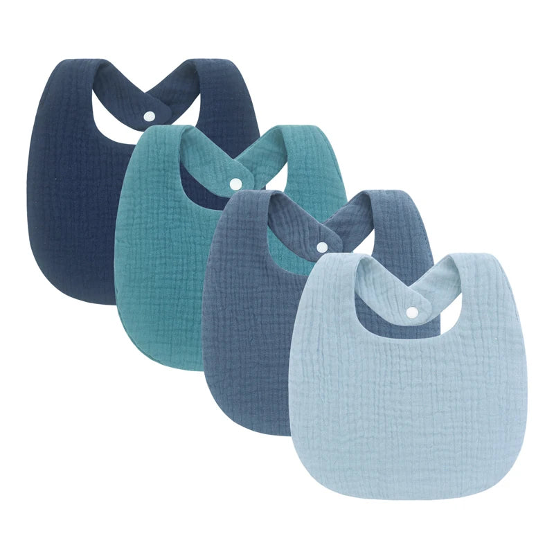 4-Piece Cotton Muslin Baby Bib Set