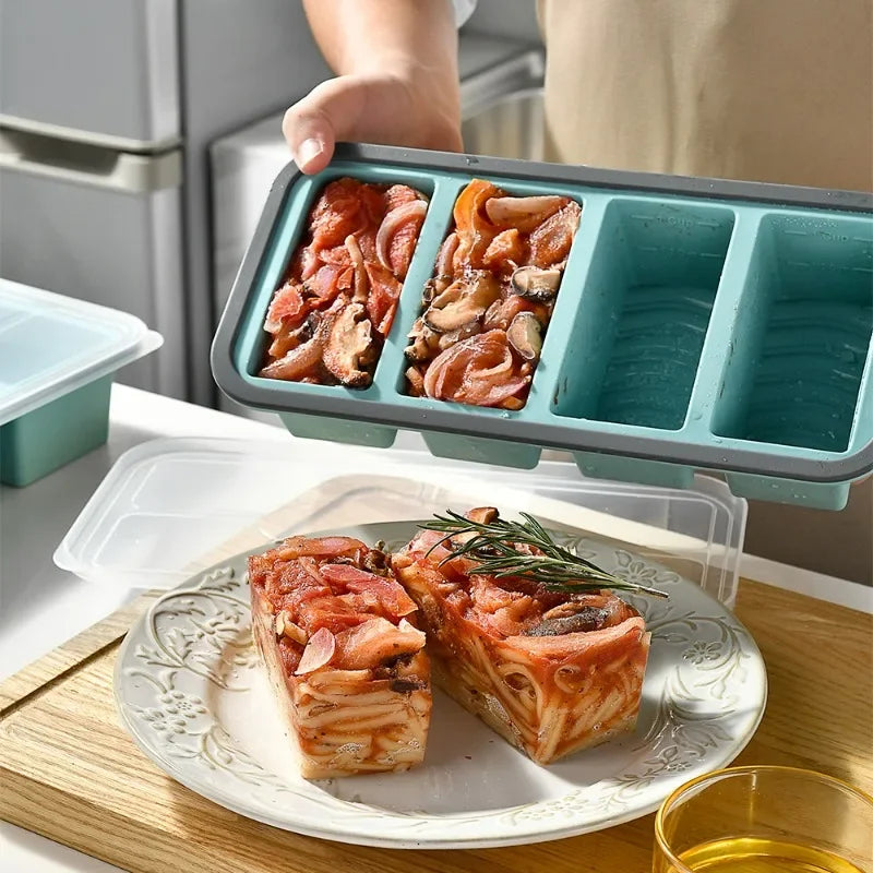 Silicone Meal Prep Freezer Tray with Lid