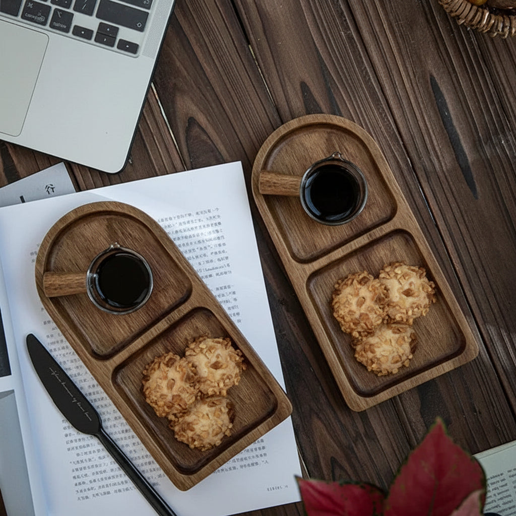 Japanese-Style Acacia Wood Breakfast Tray
