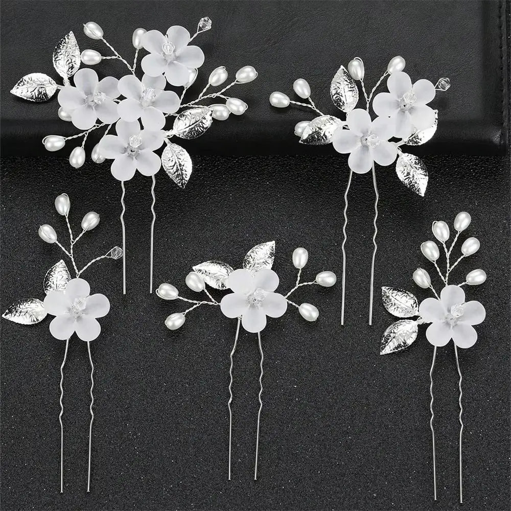 Luxury Floral Pearl Bridal Hair Pin Set