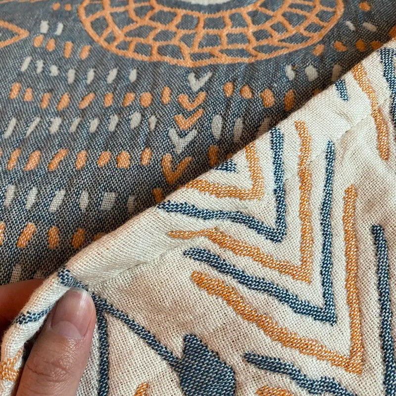 Cotton Muslin Boho Throw Blanket