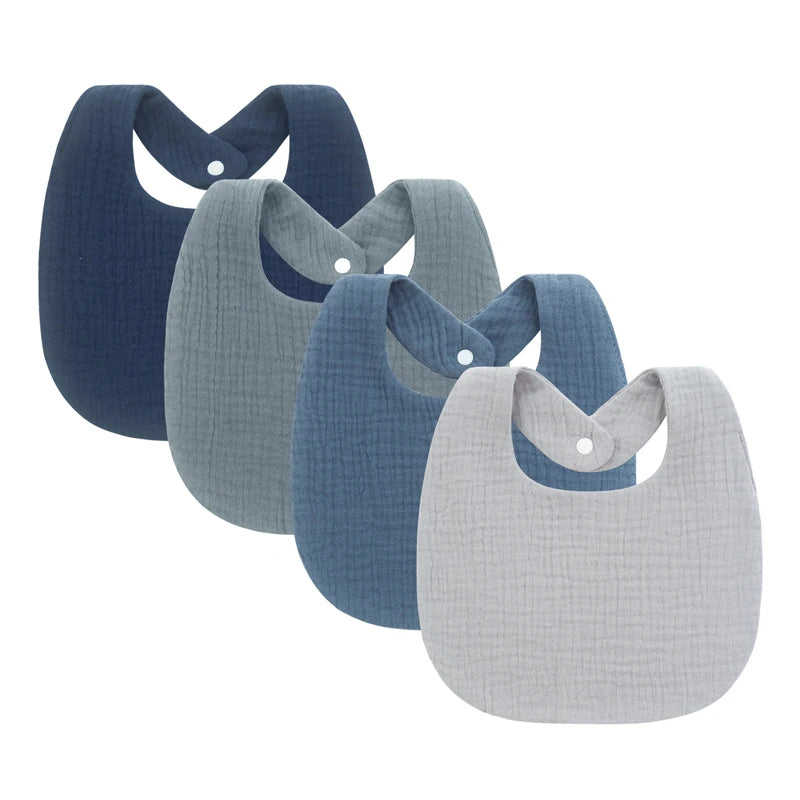 4-Piece Cotton Muslin Baby Bib Set