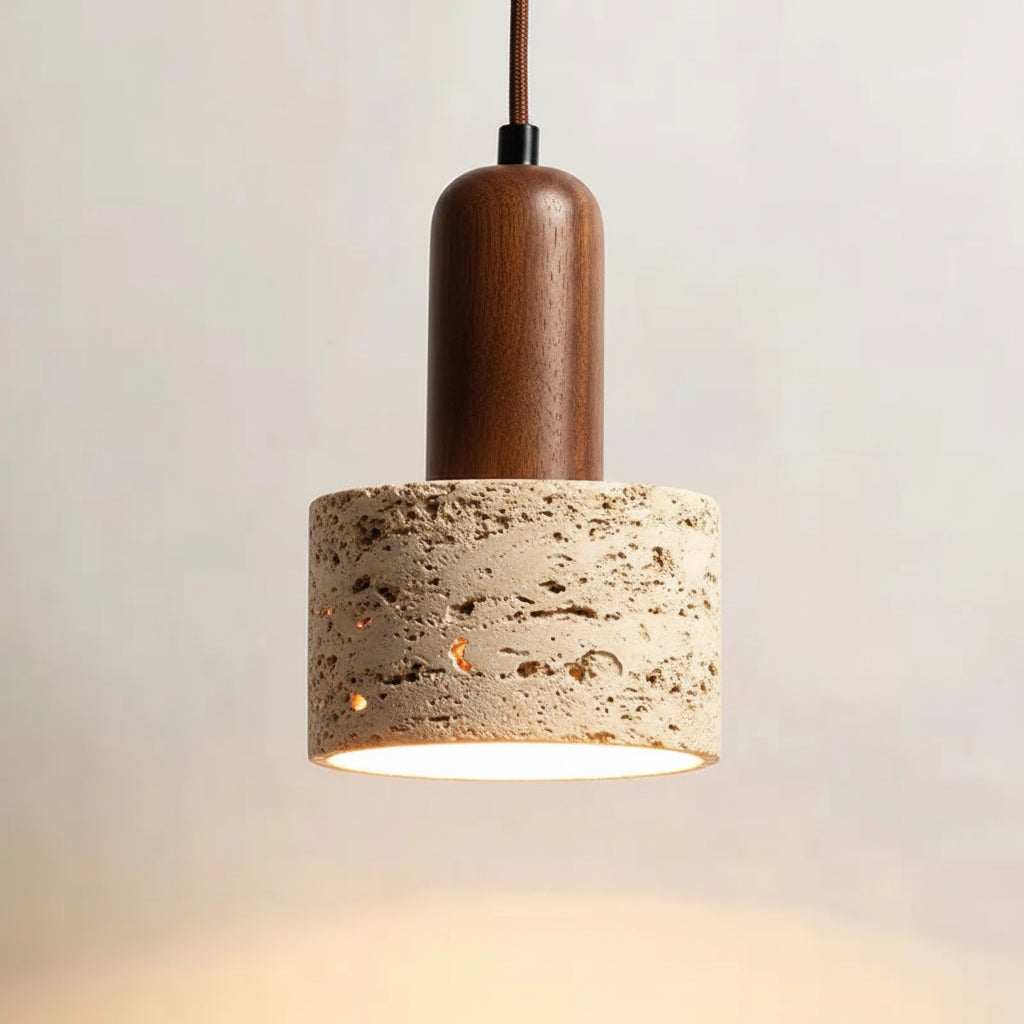 Wabi-Sabi Travertine Pendant Light