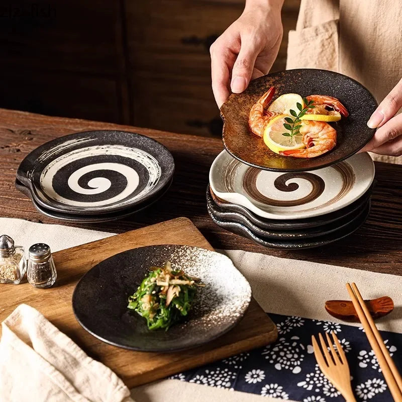 Retro Irregular Ceramic Dining Plate