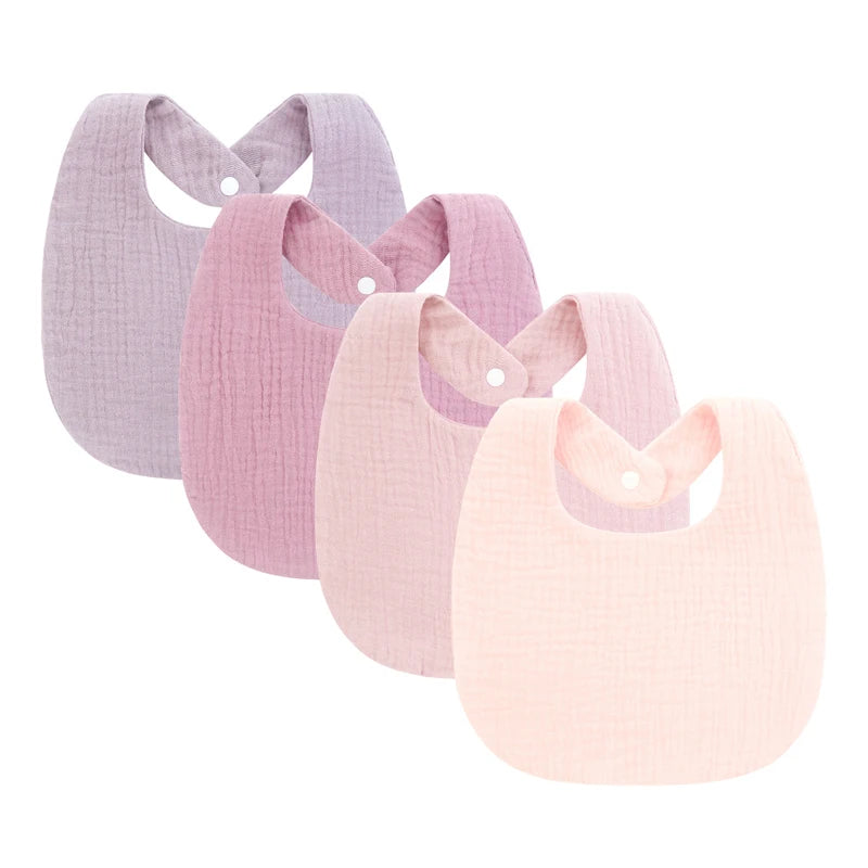 4-Piece Cotton Muslin Baby Bib Set