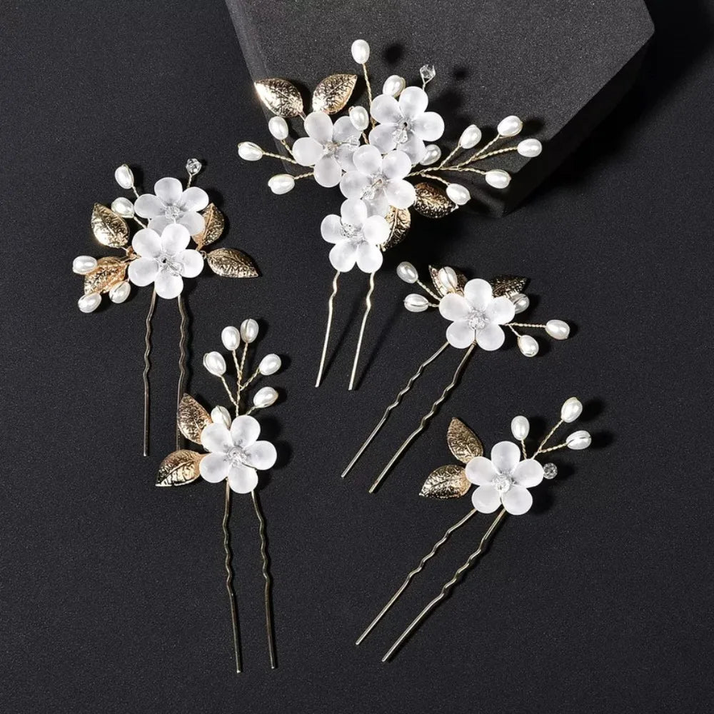 Luxury Floral Pearl Bridal Hair Pin Set