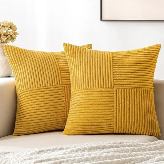 Boho Corduroy Patchwork Cushion Cover
