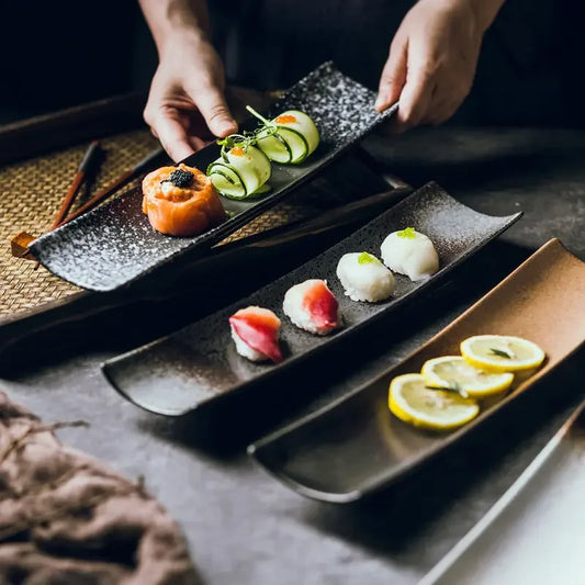 Japanese-Style Ceramic Sushi Plate