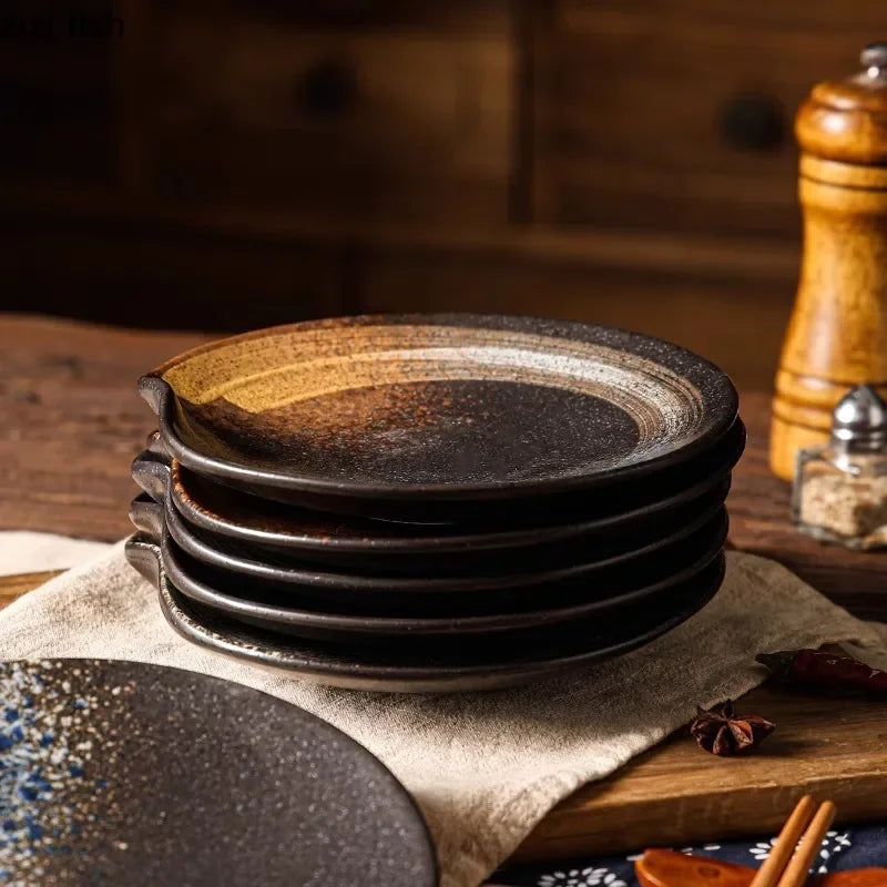 Retro Irregular Ceramic Dining Plate