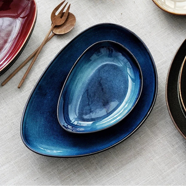 Kiln-Change Ceramic Triangle Deep Dinner Plate