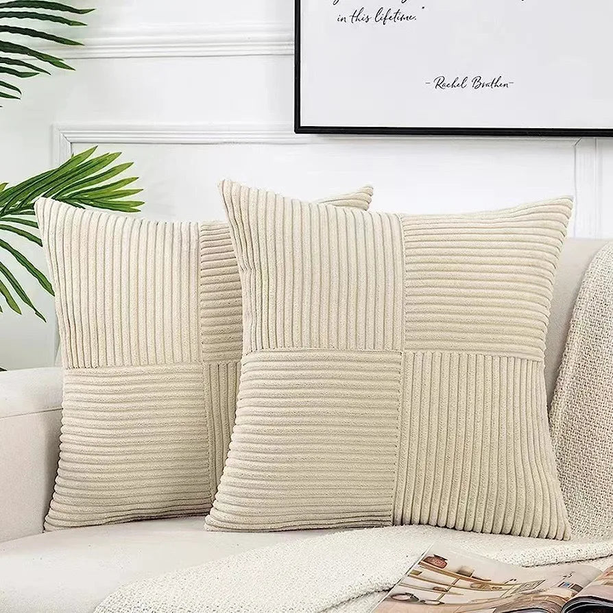 Boho Corduroy Patchwork Cushion Cover