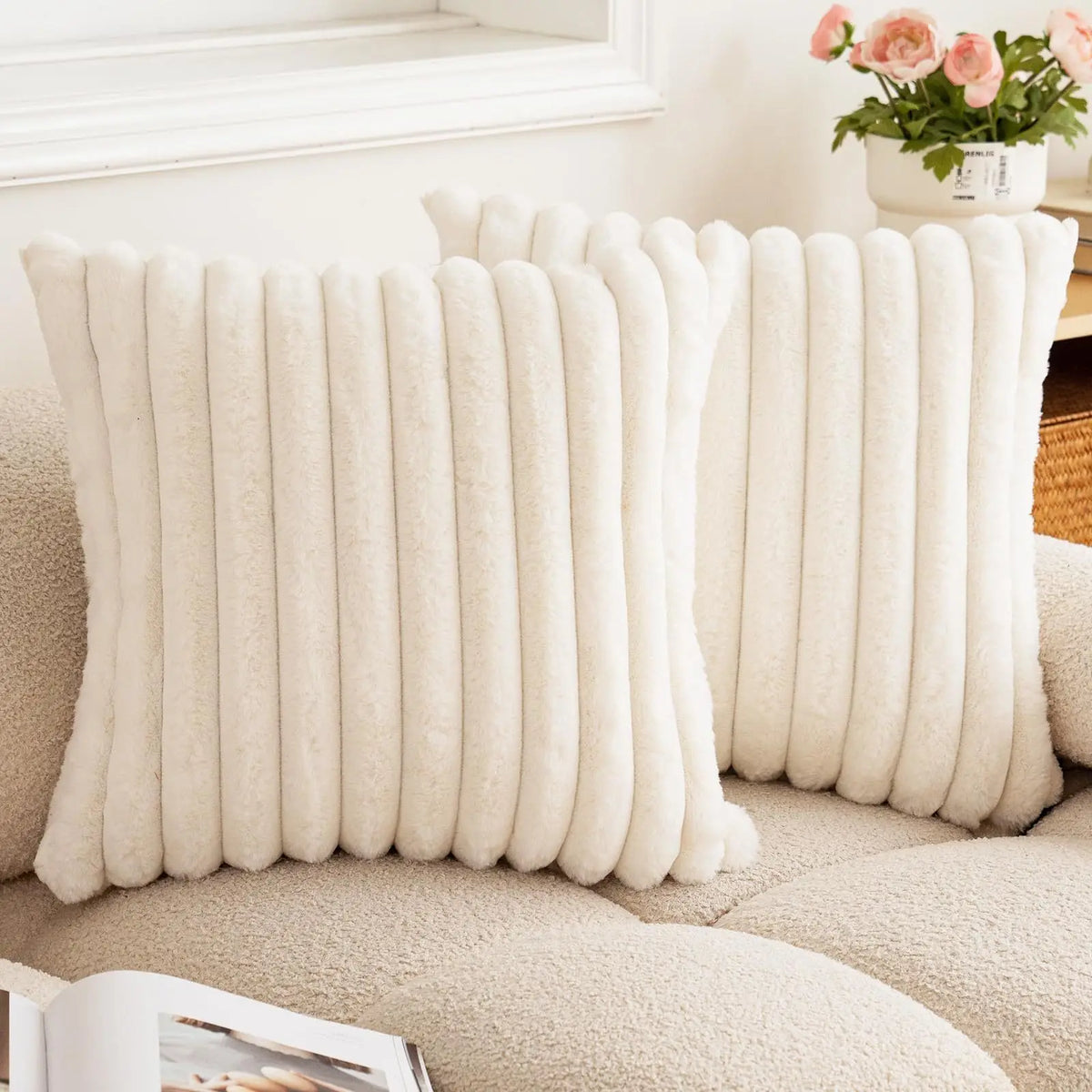 Faux Rabbit Fur Textured Cushion Cover