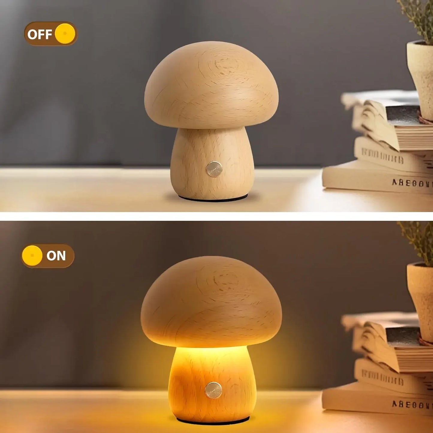 Wooden Mushroom Nursery Lamp