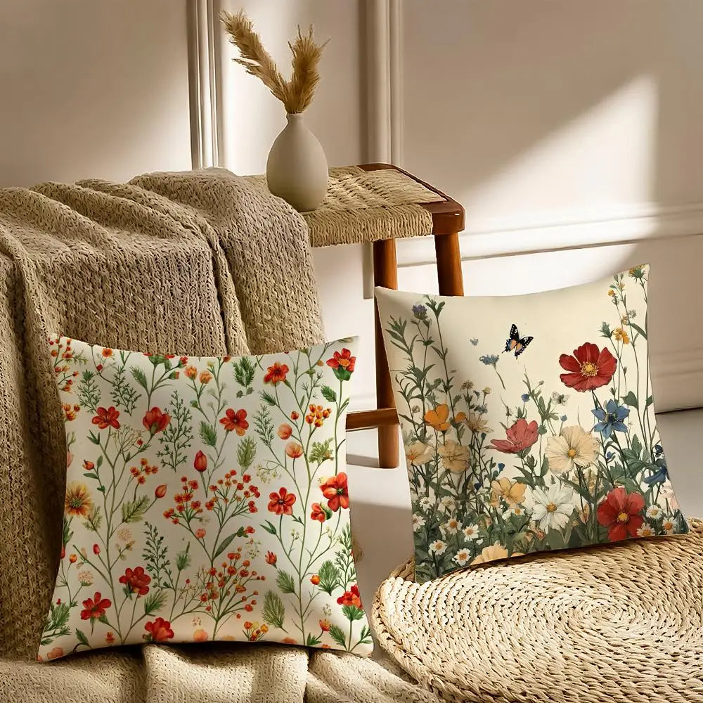 Romantic Floral Plush Cushion Cover