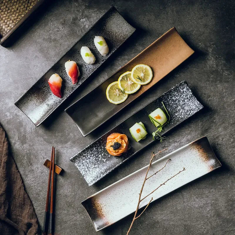 Japanese-Style Ceramic Sushi Plate