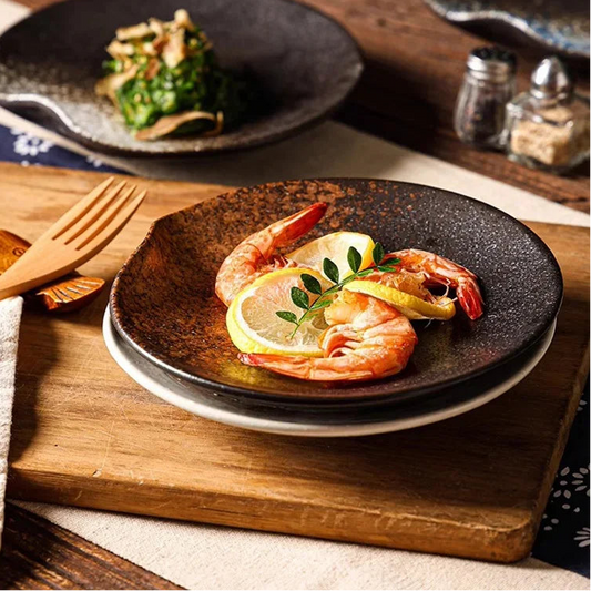 Retro Irregular Ceramic Dining Plate