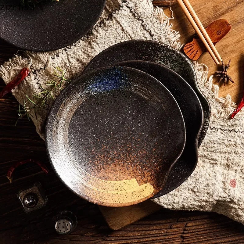 Retro Irregular Ceramic Dining Plate