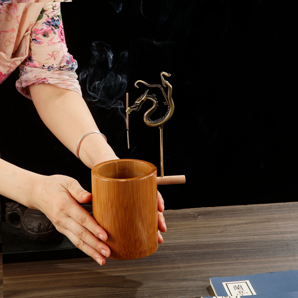 Natural Bamboo Dragon Incense Holder