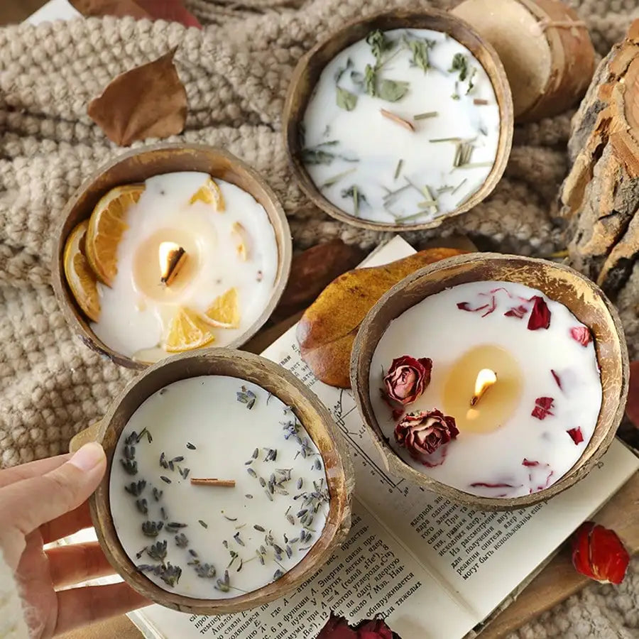 Handcrafted Coconut Shell Scented Candle