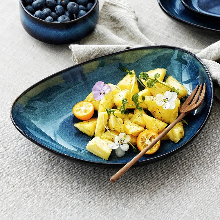 Kiln-Change Ceramic Triangle Deep Dinner Plate