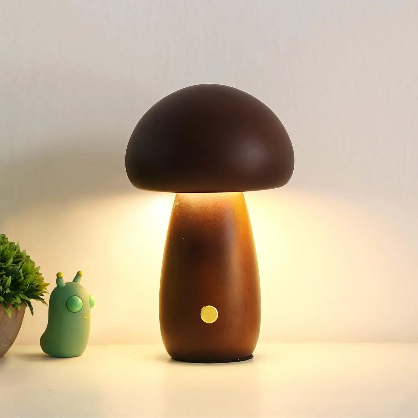 Wooden Mushroom Nursery Lamp