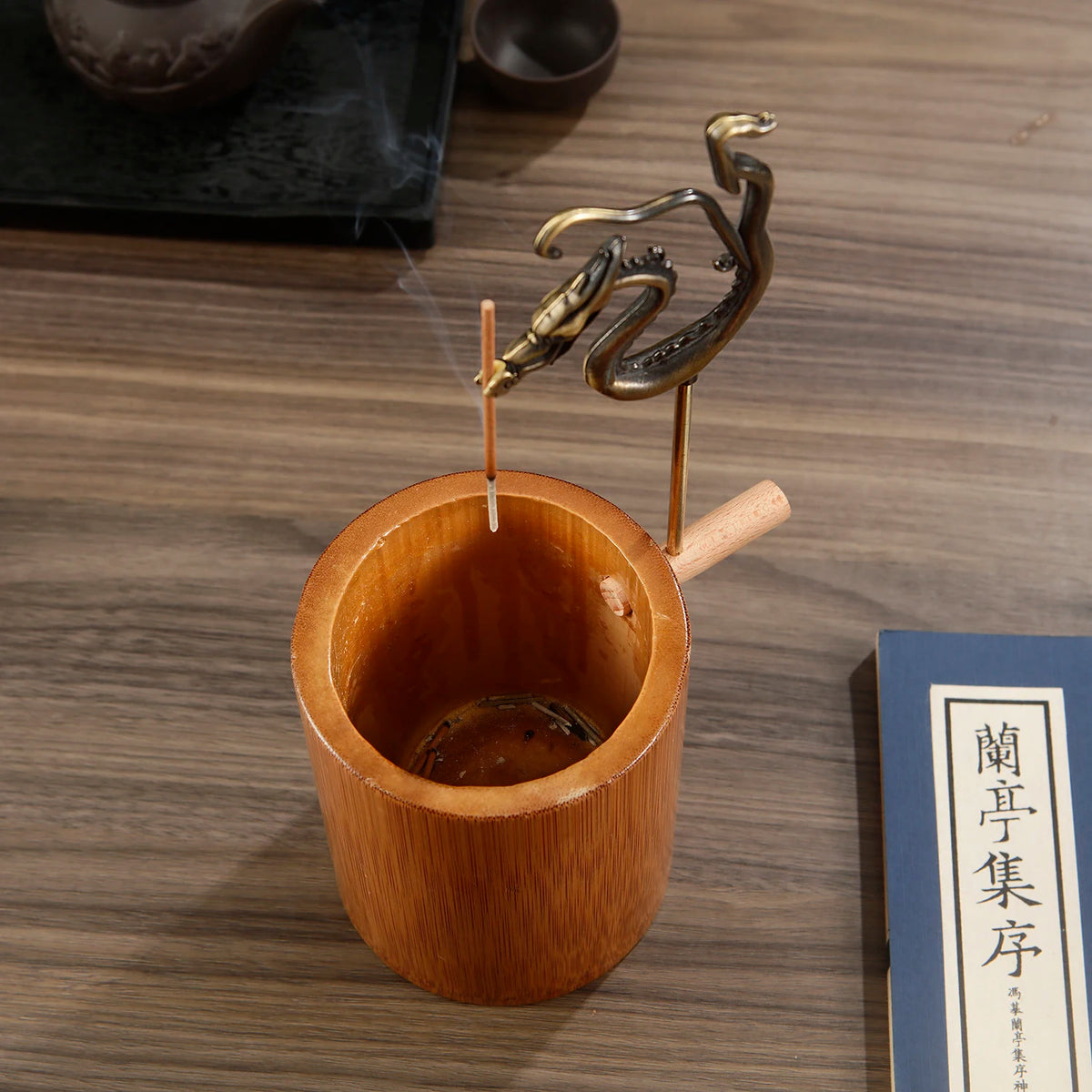 Natural Bamboo Dragon Incense Holder