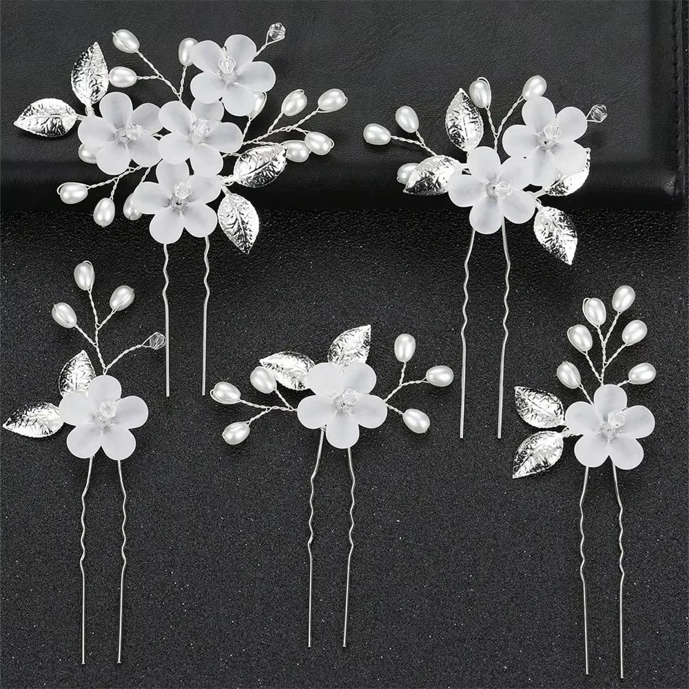Luxury Floral Pearl Bridal Hair Pin Set
