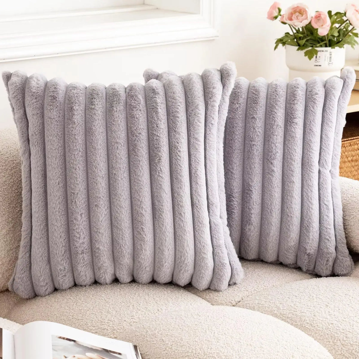 Faux Rabbit Fur Textured Cushion Cover