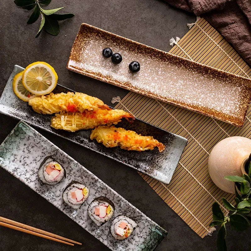 Japanese-Style Ceramic Sushi Plate